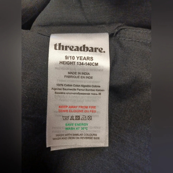 Threadbare NWT Long Sleeve Black Kurta Shirt Size 9-10 Years - Picture 8 of 8